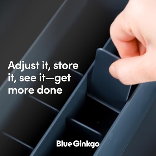 BLUE GINKGO Desk Organizer – Korean-Made Office Storage for Pens, Notes, Mail, and Supplies (Prussian Blue) - color: PRUSSIAN BLUE, size: ORGANIZER