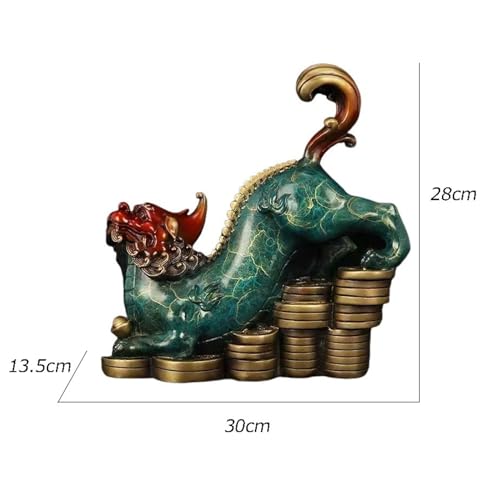 Fengshui Statue Vintage Luxury Copper Pixiu Fortune Ornament Chinese Living Room Entryway Office Desktop Decorations Feng Shui Accessories Home Desktop Decor (Color : Right, Size : L) - color: Right, size: Large