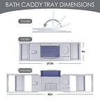 Foldable Bathtub Caddy Tray, Bamboo Bath Tub Tray Table for Tub with Wine Glass Holder Book Phone Tablet Holder with Extending Sides, Adjustable Bathroom Bathtub Free Soap Holder Gift Idea (Grey) - color: Gray