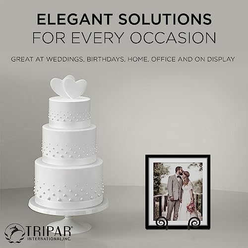 TRIPAR Decorative Scroll Rack, Large Black Display (4.5 Inch Depth) - Functions as Wall Rack or Tabletop Easel - Lightweight and Durable - Showcase Beautiful Plates, China, Artwork and More