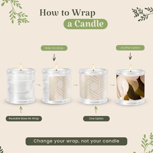 Decorative Candle Holder Set of 3 Home Decor, Reusable Interchangeable Pillar Candle System Decorative Wraps, Refillable Tea Light Centerpiece Candles for Holiday Decor, Table Styling & Gift Giving - color: Merry Christmas