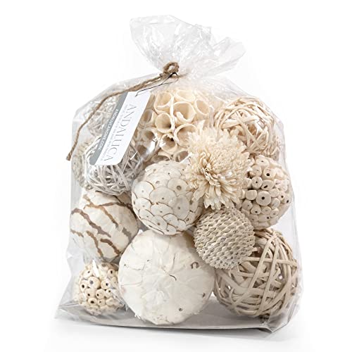 ANDALUCA Large Decorative Balls Bowl Filler Decor Orbs White & Cream (Natural White) - color: Natural White