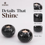 Marble Tealight Candle Holder 4-Inch Handmade Black Stone Votive Holder for Tables Centerpieces & Earthy Room Decor, Decorative Candle Holder for Wedding Gifts - size: 4''