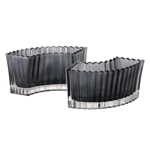 MCMCNCUIU Crystal Vases for Centerpieces, Flower Vases for Wedding Centerpieces, Black Glass Vase for Flowers, Curve Small Vase for Living Room, Bedroom, Kitchen, Dining Table, Set of 2 - color: Black