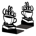 Peacoblue Metal Bookends for Shelves, Modern Decorative Heavy Duty Study Book Ends Stoppers for Office, Desk, Shelf, Room 5.3"x4.3"x7.9" Cast Iron Simple Tall Bookends 1 Pair (Coffee Beans and Books) - style: Coffee Beans and Books