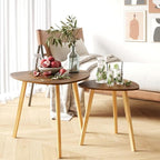 BAMEOS Bamboo Nesting Triangle End Table,Set of 2 Side Table Modern Minimalist Coffee Table for Living Room (Walunt) - color: Walunt