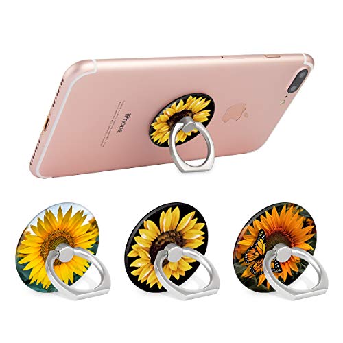 Bonoma Cell Phone Ring Holder Stand, 3 Pack Sunflowers 360 Rotation Universal Smartphone Ring Grip Stand Compatible with Smartphones and Tablets - color: Sunflowers
