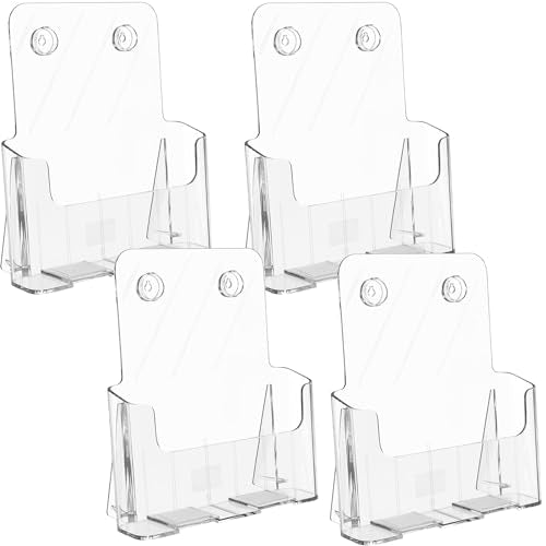 MaxGear Acrylic Brochure Holder 8.5x11 inch, Clear Plastic Literature Holder for Flyers, Pamphlets, Rack Cards and Booklets, Desk or Wall Mount, Acrylic Display Stand for Magazines, Office Use, 4 Pack - size: 8.5"x11"-4 pack