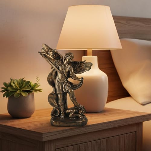 St. Michael the Archangel Statue – Bronze Finish Resin San Miguel Sculpture, Powerful Religious Decor for Home, Altar, or Prayer Room – 7.5 Inch Catholic Saint Michael Figurine - size: 5.32 x 2.36 x 7.48 inches