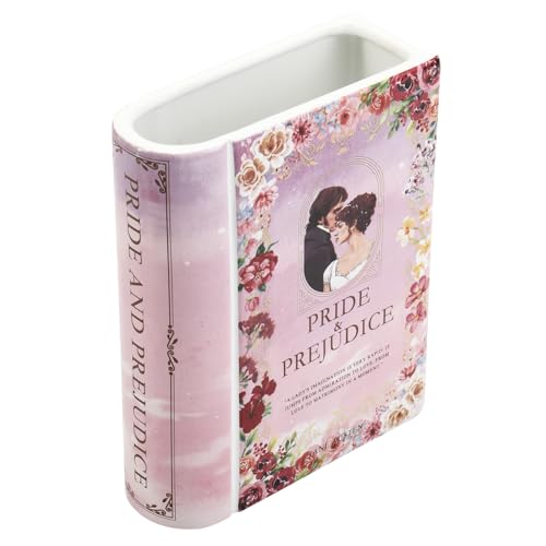 Ceramic Book Vase, Book Vase for Flowers, Book Flower Vases, Ceramic Book Shaped Vase, Unique Ceramic Vases for Home, Office, Bedroom, Living Room, Dining Table - color: Pride&prejudice, size: Ceramic-8"