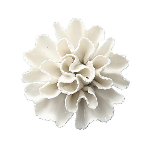 AMERRY Carnation 3.15" Ceramic 3D Wall Art, Handmade Porcelain Flower Wall Decor for Home Office Decor (White) - color: White,Carnation，3.15"