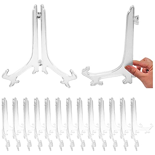 Zorfeter 15 Pcs 7 Inch Clear Plastic Easels or Stand/Plate Holders, Displays Pictures/Photos, Artworks, Posters, Small Boards - color: Clear, size: 7 Inch 15pcs