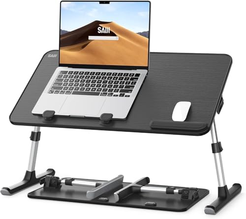 SAIJI Height & Angle Adjustable Laptop Stand for Bed, Lap Desk Bed Tray Table, Light Weight Foldable Portable Laptop Table for Couch Sofa Chair Floor Desk for Adults, Kids (52*30cm Black) - color: Black, size: 20.5 x 11.8 In