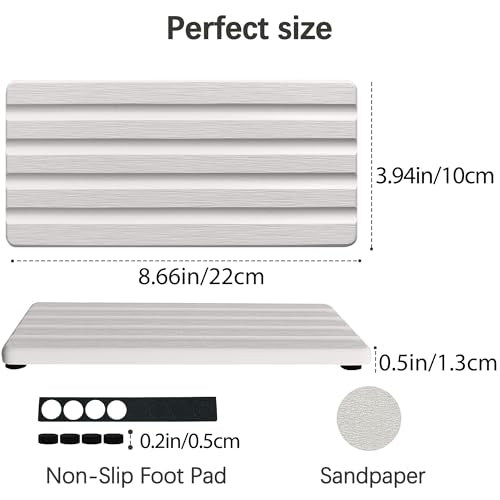 2 PCS Water Absorbing Stone Trays for Bathroom Sink & Kitchen Counter, Fast-Drying Diatomite Sink Caddy, Vanity Tray, Hand Soap Holder with Anti-Skid Pads (White, 8.7" x 4"/22 x 10cm) - color: White, size: 8.7" x 4" (22 x 10cm)