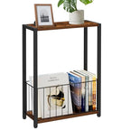 Homleke Narrow Side Table with Magazine Holder, Skinny End Table Perfect for Small Spaces, Space-Saving Design for Living Room, Bedroom, or Office, 7.1" D x 16.9" W x 23.6" H, Rustic Brown - color: Rustic Brown - Standard
