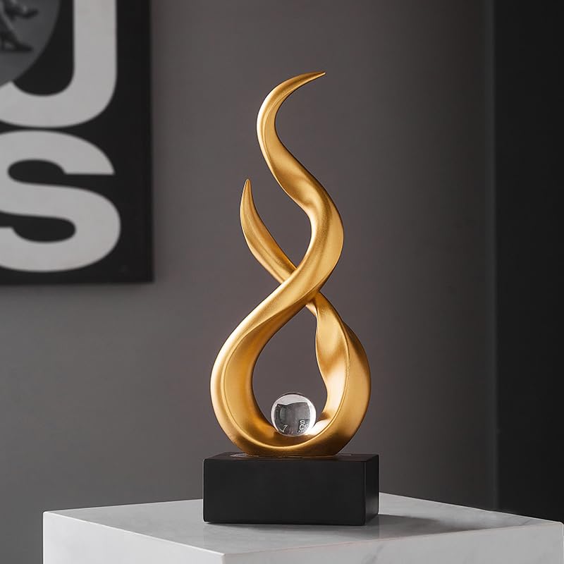 Modern Abstract Art Table Decoration,Resin Gold Statue Modern Ornaments for Living Room Great Gift Idea Home Decor 5 * 2.5 * 10.5 inch,Collectibles