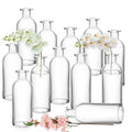 Nexboraque 12 Pack Glass Bud Vases, Clear Small Vases in Bulk Decorative Glass Flower Bottles for Table Centerpiece, Home Decor, Office, Wedding Reception