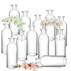 Nexboraque 12 Pack Glass Bud Vases, Clear Small Vases in Bulk Decorative Glass Flower Bottles for Table Centerpiece, Home Decor, Office, Wedding Reception