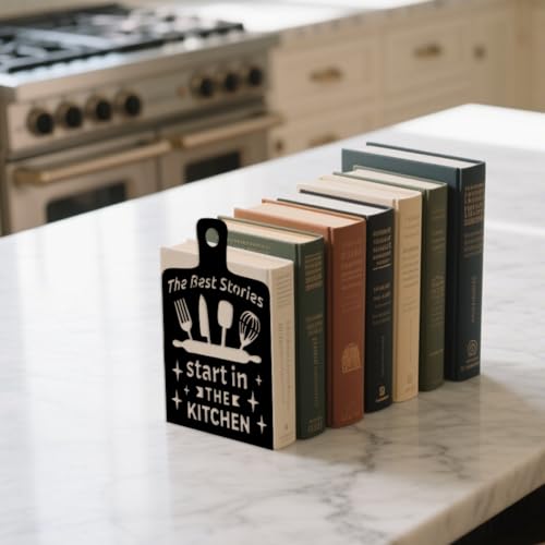 Peacoblue Metal Bookends for Shelves, Modern Decorative Heavy Duty Study Book Support Stoppers for Office, Desk, Shelf, Room 5.3"x4.3"x7.9" Cast Iron Simple Tall Bookends, 1 Pair (Cutting Board) - style: Cutting Board