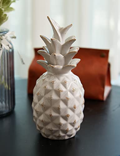 HAUCOZE Pineapple Statue Decor Fruits Sculpture Gifts Home Arts Ceramic Figurine 9.1 inch