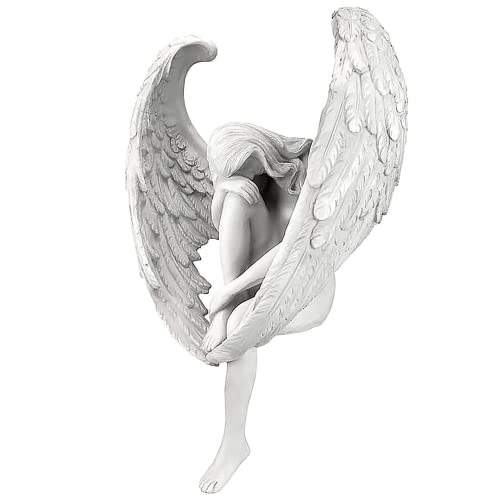 Creative White Resin Redemption Angel Statue,Tabletop Ornament, Hand-Carved Angel Sculpture Used for Garden Home Decoration