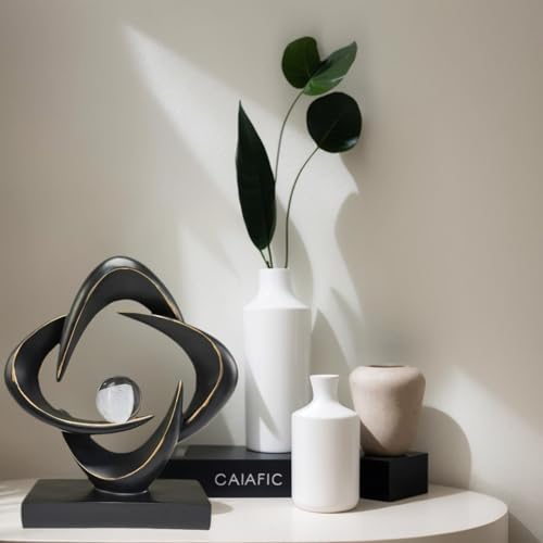 Modern Home Decor Abstract Decorative Sculpture Decorations for Living Room Dining Room Office, Resin Art Statues Coffee Table Bookshelf Decor Accents (Black) - color: Black