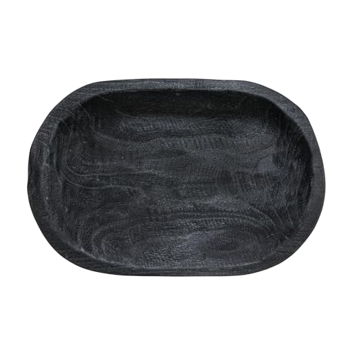 Bloomingville Hand-Carved Paulownia Wood Bowl, Black - color: Black