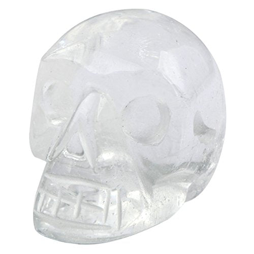 mookaitedecor 1 Inch Rock Quartz Crystal Skull Sculpture Set of 5, Hand Carved Gemstone Statue Figurine Collectible Healing Reiki - color: Clear