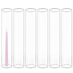 CYS EXCEL 6 PCS (H:16" D:3") Open Ended Clear Glass Hurricane Candleholder Tube Lamp Shade Open Flame Candlestick Holder Chimney Tube Cover Bottomless Cylinder - size: 3" wide x 16" tall