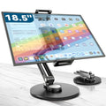 Portable Monitor Stand Large Clamp - Heavy Duty Aluminum Body support up to 4.4LBS 16" 17.3" 18.5 inch 360° Rotating Base Swivel Foldable Desk Stand for iPad Holder Tablet Mount for Kitchen/Travel - size: Up to 18.4''