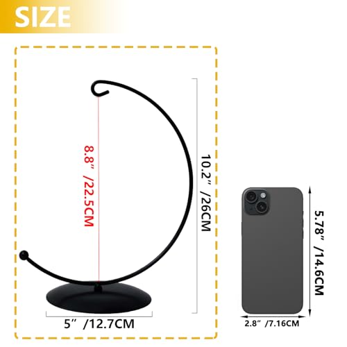 YY YEARCHY Large Ornament Display Stand for Hanging Glass Globe Ball Air Plant Flower Holder Metal Round Decorative (1, Black, 10.2"x5") - size: 10.2"x5"