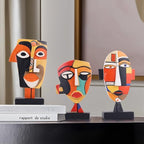 9.8“ Resin Abstract Coffee Table Sculptures, Handcrafted 3 PCS African Art Tribal Figurines Weird Art Decor, Modern Design African Statues for Home, Office, Living Room, Bookshelf, Cabinets Accent - size: Large
