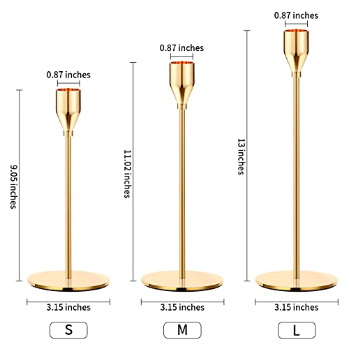 Oatnauxil Metal Gold Taper Candle Holder for Wedding, Dinning, Party, Fits 3/4 inch Thick Candle&Led Candles (Set of 6 Pcs) - color: Gold