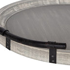 Kate and Laurel Bruillet Farmhouse Round Tray, 15 inch Diameter, Rustic Gray, Wooden Tray for Coffee Table - color: Gray
