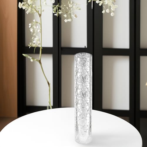 WGVI Hurricane Candle Holder Sleeve, W: 2.5", Ht: 14", Silver Speckled Glass Cylinder Open Both Ends, Chimney Tube Shade, 1 Piece - size: 2.5x14"H