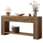 Tribesigns 70.9-Inch Console Tables for Entryway, Narrow Wooden Long Sofa Table Behind the Couch, Farmhouse Fluted Hallway Accent Table for for Living Room, Entrance, Foyer (Rustic Brown) - color: Rustic Brown