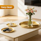 Gold Round Metal Tray ，Essential Organizer for Aromatherapy, Jewelry & Cosmetics (11.8'') - color: 11.8''