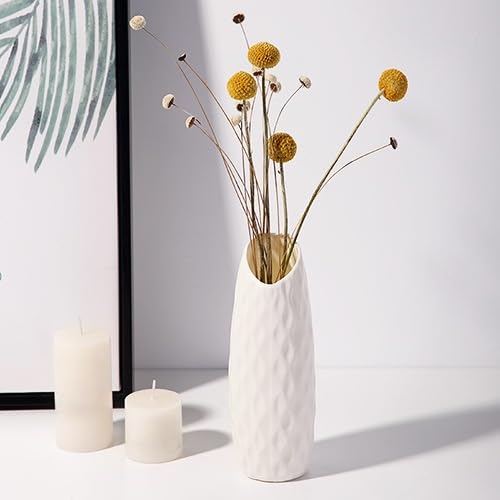 Plastic White Vase, 8.2 inch Nordic Modern Boho Style Vases for Home Decor, Living Room, Table, Gifts Women Mom