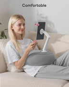 SAIJI Tablet Pillow Stand - Magnetic Kindle Holder Compatible with Kindle, Tablet, iPad, iPhone, 360° iPad Holder for Bed with Ergonomic Pillow and Dual-Jointed Arm, 2 Free Magnetic Sheets (Gray) - color: Light Gray