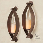 Touch of Class Xander Wall Sconce Pair - Handcrafted Steel - Bronze - Glass Hurricane - Set of 2 - Metal Sconces Holder for Bedroom, Bathroom, Living Room, Kitchen Walls, Hallways - color: Bronze