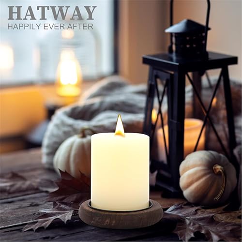 Wooden Candle Holder, Farmhouse Centerpiece Tray - Round Wood Pedestal Stand for Coffee Table, Christmas & Home Decor Mu-2 - color: Brown*2