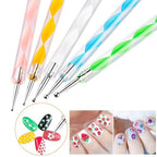 FULINJOY 5PCS Dual Tipped Nail Art Sculpture Pen with 5PCS Dotting Pens, Double Ended Brush and Dotting Tool Kit, Nail Art Design Tools (10 Pcs Set) - size: 5 Sculpture Pens + 5 Dotting Pens