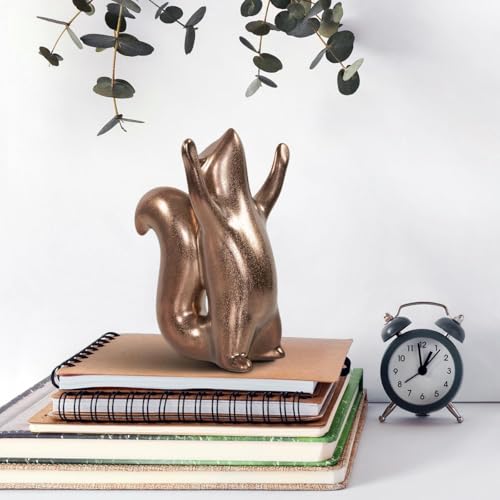 Howard Elliott Collection Chipmunk Sculpture, Antique Brass Ceramic Figurine with Metallic Finish, Decorative Accent for Shelf, Table & Living Room Home Decor Display, 7.25 x 4.5 Inch - style: Chipmunk
