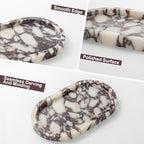 Calacatta Viola Marble Oval Trays 10"x6" - Bathroom Vanity & Kitchen Organizer Set, Stone Serving Dish for Jewelry/Perfume - style: Calacatta Viola - 4 Pack