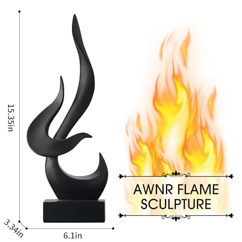 AWNR Black Flame Abstract Sculpture Resin Art Statue Modern Home Decor for Living Room TV Stand Office Shelf Accents Minimalist Figurines Centerpiece Table Decorations - color: Black Abstract Statue