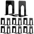 Book Ends, Heavy Duty Bookends to Hold Books, Metal Bookends for Home Office Decorative, Book Ends for Heavy Books/Movies/CDs, Black 6.5 x 5 x 5.7 in, 7 Pair/ 14Piece