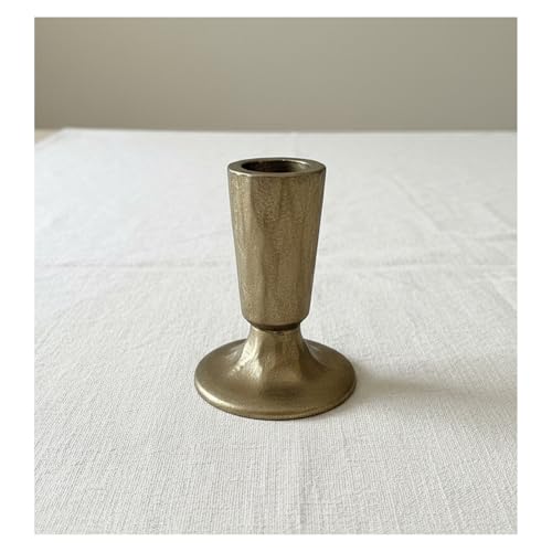Vintage Brass Cast Iron Candlestick Holder Single Piece for Table, Mantel, Home Decor, Creates Warm Cozy Ambiance (1 pcs) - size: 1 pcs