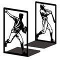 Peacoblue Metal Bookends for Shelves, Modern Decorative Heavy Duty Study Book Ends Stoppers for Office, Desk, Shelf, Room 5.3"x4.3"x7.9" Cast Iron Simple Tall Bookends 1 Pair (Baseball Athletes) - style: Baseball Athletes