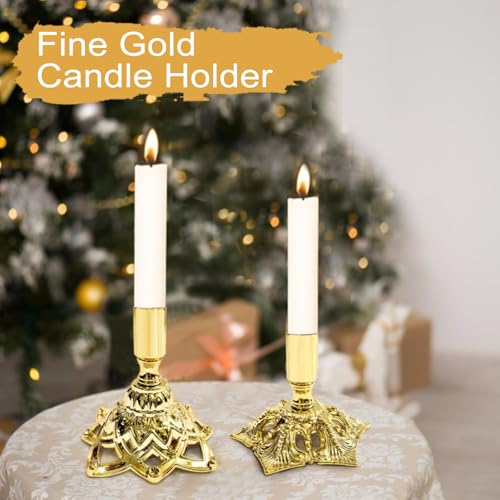 Candlestick Holders,Taper Candle Holder for Candlesticks Gold Plated Candle Metal Stick Candle Holders for Fireplace,Party, Dining,Wedding Decor,Fits 3/4 inch Thick Candle(Set of 2Pcs) - color: Gold, size: 1 set (2 pcs)