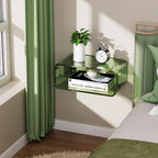 Acrylic Floating Nightstand, Bedside Table, Nightstand Shelf Wall Mounted Bedside Shelf (Green, Small) - color: Green